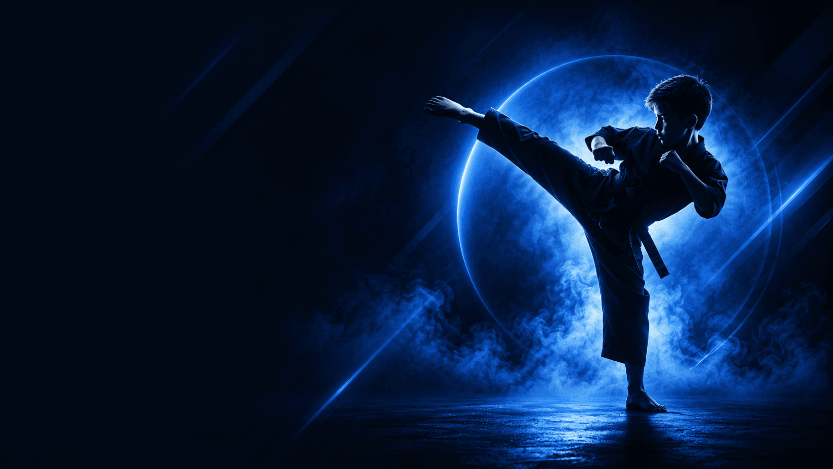 Young martial arts student training at Ace
